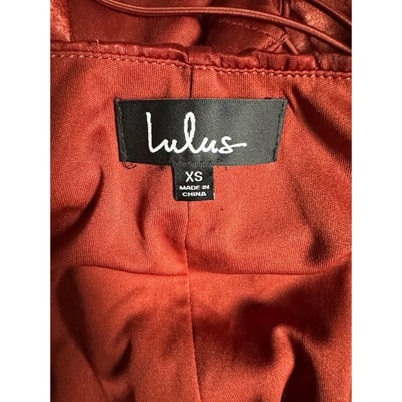 Lulus Marabel Rust Orange Satin Slit Backless Cami Midi Dress XS - Picture 6 of 15